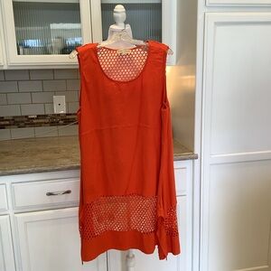 Orange Sleeveless Linen & Cotton Dress Size Large